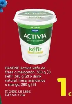 HiperDino Activia - kéfir de fresa o melocotón o drink natural, arandános o mango oferta