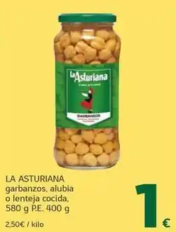 HiperDino La asturiana - garbanzos, alubia o lenteja cocida oferta