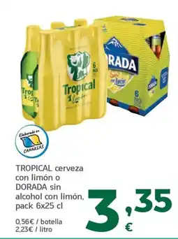 HiperDino Tropical cerveza con limón o Dorada sin alcohol con limón oferta