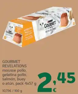 HiperDino Gourmet revelations mousse pollo, gelatina pollo, salmón, buey o atún oferta