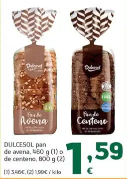 HiperDino Dulcesol pan de avena o de centeno oferta