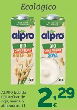 HiperDino alpro bebida 0% azúcar de soja, avena o almendras oferta