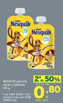 HiperDino Nesquik pouche cacao y plátano oferta