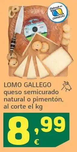 HiperDino Lomo Gallego queso semicurado natural o pimentón oferta