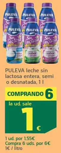 HiperDino Puleva leche sin lactosa entera, semi o desnatada oferta