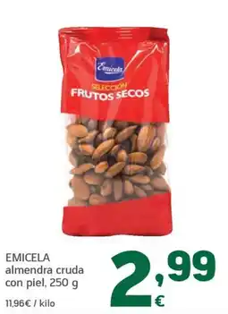HiperDino Emicela almendra cruda con piel oferta
