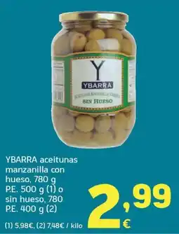 HiperDino Ybarra aceitunas manzanilla con hueso oferta