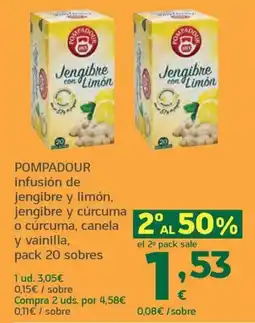 HiperDino Pompadour infusión de jengibre y limón, jengibre y cúrcuma o cúrcuma, canela y vainilla oferta