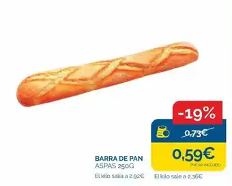 Aspas barra de pan