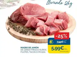 Supermercados La Despensa Magro de jamón de cerdo fresco duroc filetes, tacos o picada oferta