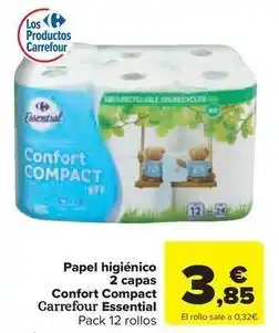 Carrefour Express Carrefour - papel higiénico 2 capas confort compact essential oferta