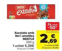 Carrefour Express Nestlé - xocolata amb llet i ametlles oferta