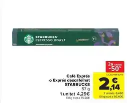 Carrefour Express Starbucks - cafe exprés o exprés descafeïnat oferta