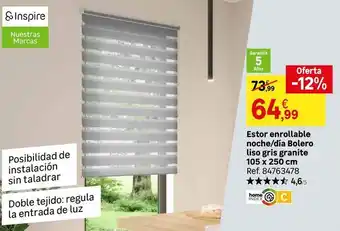 Home - estor enrollable noche/dia bolero liso gris granite
