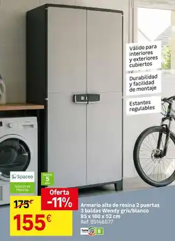 Leroy Merlin Home - armario alto de resina 2 puertas 3 padais wong gry/blanco oferta