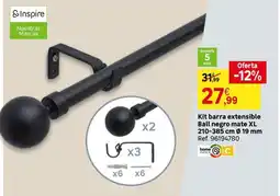 Leroy Merlin Home - kit barra extensible bal nègro mate xl 210-38-85 cm ø 19 mm oferta