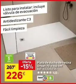 Leroy Merlin Urban - plato de ducha de resina urban 70 x 140 cm oferta