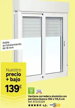 Leroy Merlin Home - ventana corredera aluminio con persiana blanca 100 x 119,5cm oferta