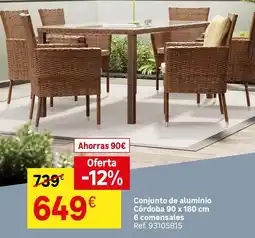 Leroy Merlin Conjunto de aluminio cordoba 90 x 180 cm 6 comensales oferta