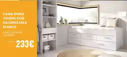 Atrapamuebles Cama Doble Juvenil con Cajones Leka Blanco oferta