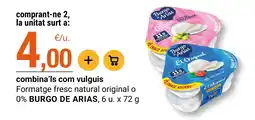 BonpreuEsclat Burgodearias formatge fresc natural original o 0% burgodearias oferta