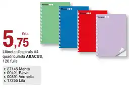 BonpreuEsclat Abacus llibreta d'espirals A4 quadriculada oferta