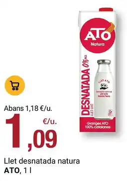 BonpreuEsclat Llet desnatada natura ATO oferta