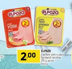Coviran ELPOZO Fiambre york o pavo sandwich lonchas oferta