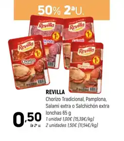 Coviran REVILLA Chorizo Tradicional, Pamplona, Salami extra o Salchichón extra lonchas oferta