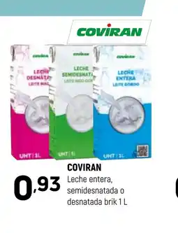 Coviran COVIRAN Leche entera, semidesnatada o desnatada brik oferta