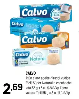 Coviran CALVO Atún claro aceite girasol vuelca fácil, Súper Natural o escabeche lata oferta