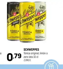 Coviran SCHWEPPES Tónica original, limón o zero lata oferta