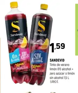 Coviran SANDEVID Tinto de verano limón 0'0 alcohol + zero azúcar o limón sin alcohol oferta
