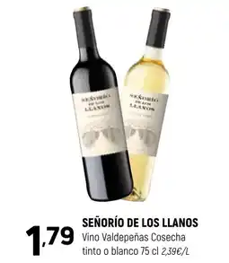 Coviran SEÑORÍO DE LOS LLANOS Vino Valdepeñas Cosecha tinto o blanco oferta