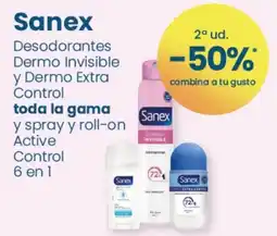 Clarel Sanex Desodorantes Dermo Invisible y Dermo Extra Control toda la gama y spray y roll-on Active Control 6 en 1 oferta