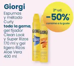 Clarel Giorgi espumas y método curly toda la gama gel fijador clean look y super rizos y gel ligero rizos aloe vera oferta