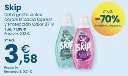 Clarel Skip Detergente ciclos cortos Eficacia Express y Protección Calor 37 lv oferta
