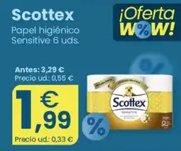 Clarel Scottex papel higiénico sensitive oferta