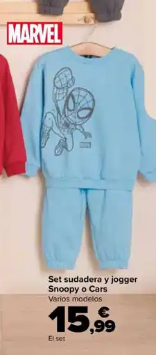 Carrefour Marvel set sudadera y jogger Snoopy o Cars oferta