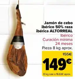 Carrefour Altorreal jamón de cebo ibérico 50% raza ibérica oferta