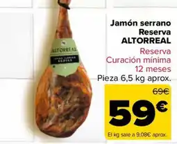 Carrefour Altorreal jamón serrano reserva oferta