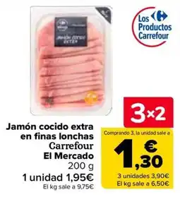 Carrefour Carrefour jamón cocido extra en finas lonchas oferta
