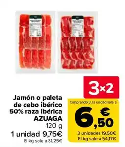 Carrefour Azugaa jamón o paleta de cebo ibérico 50% raza ibérica oferta