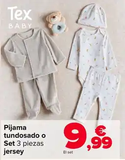 Carrefour Tex Baby pijama tundosado o set 3 piezas jersey oferta