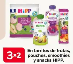 Carrefour Hipp tarritos de frutas, pouches, smoothies y snacks oferta