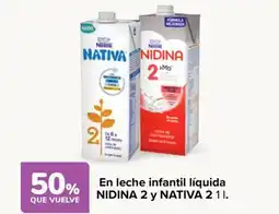 Carrefour Nidina 2 y Nativa 2 en leche infantil liquida oferta
