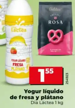 Dia Supermercados Dia Láctea yogur líquido de fresa y plátano oferta