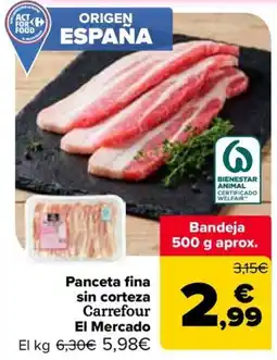 Carrefour Carrefour panceta fina sin corteza oferta