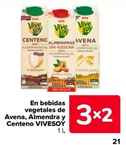Carrefour Vivesoy bebidas vegetales de Avena, Almendra y Centeno oferta