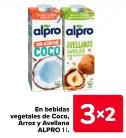 Carrefour Alpro bebidas vegetales de Coco, Arroz y Avellana oferta
